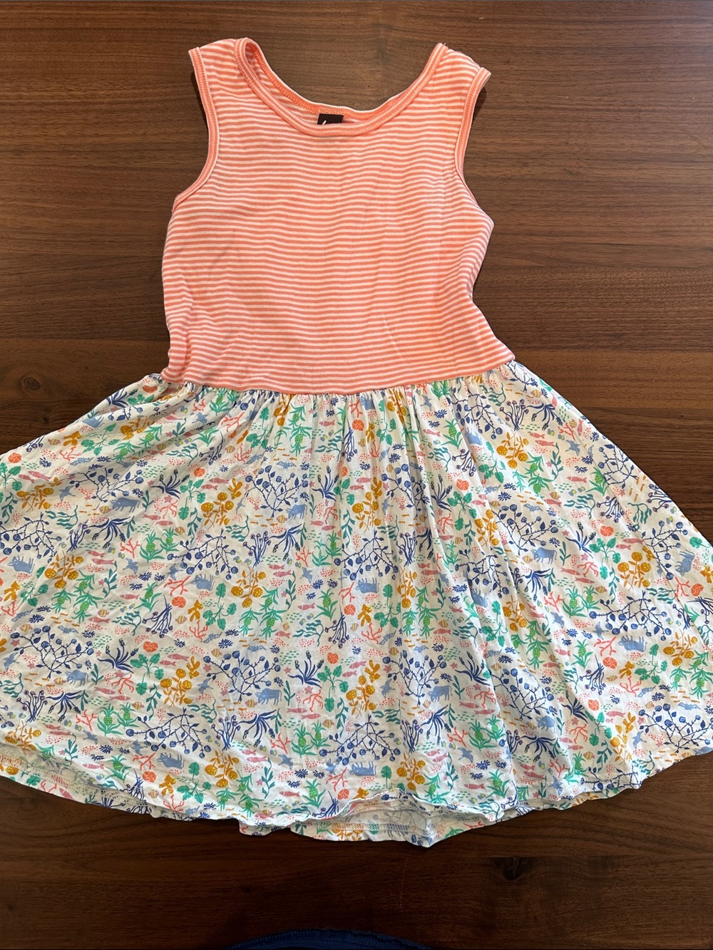 Tea Collection Coral Stripe Tank with Floral Skirt
